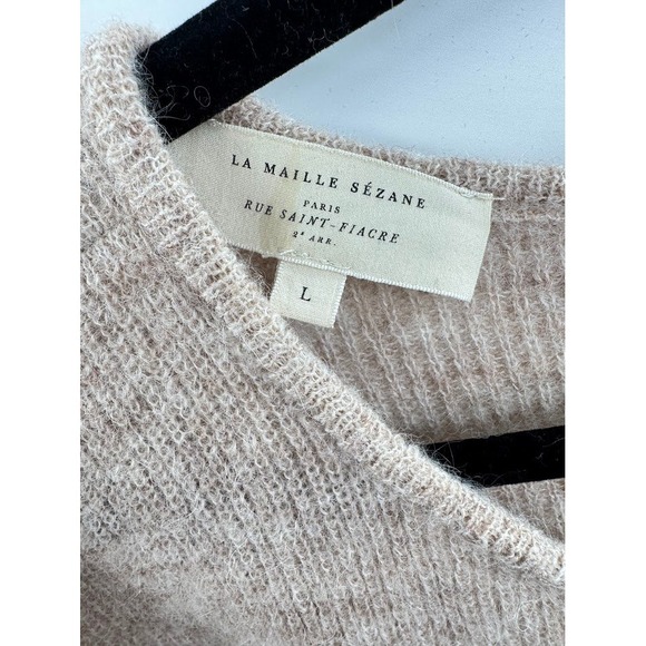 SEZANE La Maille Gaspard Cardigan Sweater Beige Button Front Mohair Alpaca L - Picture 5 of 8